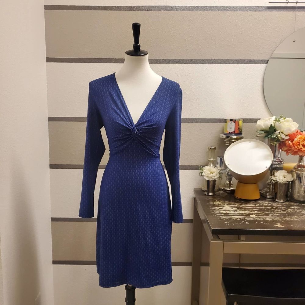 Ellie Kai Twist Front Purple Pattern Dress Sz 4